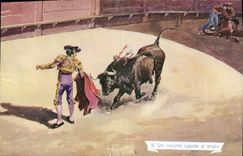 CPA Corrida Course de taureaux Un recorte capote al brazo 