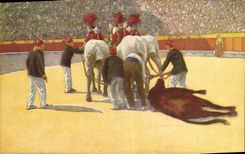 CPA Corrida Course de taureaux Arrastre 