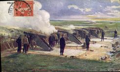 Vintage Postcard Militaria a battery of 130mm Guns