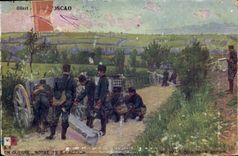 CPA Militaria Notre 75 en action Canon 