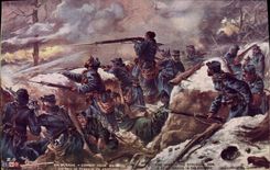 CPA Militaria Combat pour gagner un peu de terrain en Argonne 