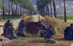 CPA Militaria Belges defendant une route 