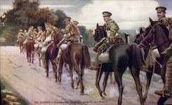 CPA Militaria Hussards anglais allant au front 