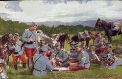 CPA Militaria Une bonne partie Jeu de cartes 