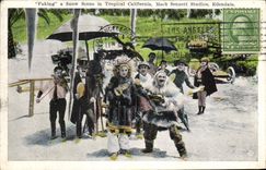 Vintage Postcard Cinema Faking has snow scene in Tropical California Mack Sennett Studios Edendale SIGNAL