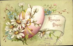 CPA Fantaisie Fleurs Paques 