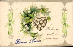 CPA Fantaisie Fleurs Coeur 