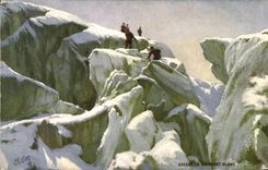 Vintage Postcard Alpinism Rise of Mont Blanc