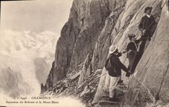Vintage Postcard Alpinism Chamonix Rise of Brevent and Mont Blanc