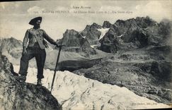 Vintage Postcard Alpinism the Alps Massive of the pelvoux the White glacier an alpine guide