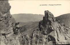 Vintage Postcard Alpinism Canigou Passage of a breach