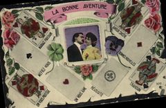 Vintage Postcard Fantasy Flowers Woman the good adventure