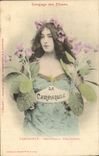 Vintage Postcard Fantasy Language of the Flowers Bellflower Woman