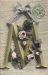 Vintage Postcard Fantasy Flowers Letters Letter M