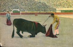 Postal Corrida Curso de toros Intento de descabello