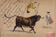 Postal Corrida Corrida de toros Salto arriesgado