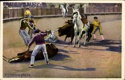 CPA Corrida Course de taureaux Una caida peligrosa 