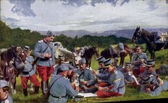 CPA Militaria Une bonne partie Jeu de cartes 