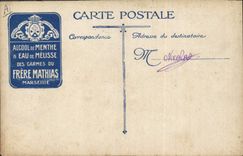 CPA Militaria Notre 75 en action Canon Publicite Alcool de menthe et eau de melisse Carmes du Frere Mathias Marseille 