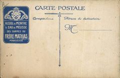 CPA Militaria Notre 75 en action Publicite Alcool de menthe et eau de melisse Carmes du Frere Mathias Marseille 