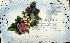 CPA Fantaisie Brodee Fleurs 