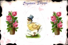 Vintage Postcard Fantasy Flowers Chick