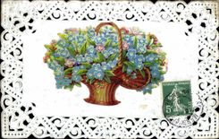 CPA Fantaisie Brodee Fleurs 