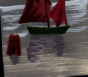 CPA Fantaisie Bateau (en feutrine) 