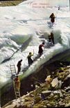 Vintage Postcard Alpinisme Chamonix Traversee of the glacier of Let us work