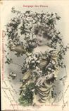 Vintage Postcard Fantasy the language of the Flowers Hawthorn