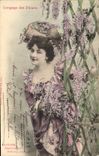 Vintage Postcard Fantasy the language of the Flowers Wisteria