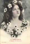 Vintage Postcard Fantaisie Flowers Woman the Marguerite I share your feelings