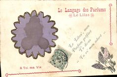 Vintage Postcard Fantasy Flowers the language of the perfumes the Lilac