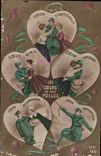 Vintage Postcard Fantasy Woman hearts of our hairy