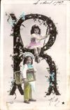 CPA Fantaisie Enfants Lettres Lettre R 