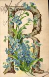 Vintage Postcard Fantasy Flowers Letters Letter R