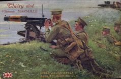 Vintage Postcard Militaria English Machine-gun Thierry Marseilles Groin