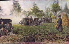 CPA Militaria Artillerie belge en action