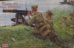 CPA Militaria Mitrailleuse anglaise Thierry Aine Marseille