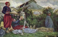 Vintage Postcard Militaria Dubonnet Clay pigeon shooting