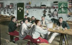 CPA Militaria Infanterie La soupe