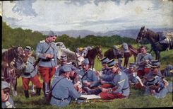 CPA Militaria Une bonne partie de cartes