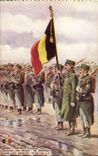 Vintage Postcard Militaria Chasseurs touches bottom Belgian With the flag