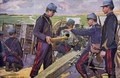 Vintage Postcard Militaria Charge the Canon part