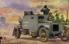 CPA Militaria Auto mitrailleuse Belge Tank