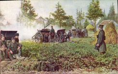 CPA Militaria Artillerie belge en action