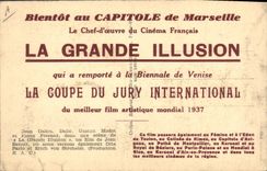 Vintage Postcard Cinema the Great Illusion Marseilles Capitol Crosses of the International jury 1937 Biennale de Venise