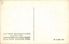 CPA Cinema Les Trois Mousquetaires Alexandre Dumas Auguste Maquet