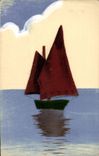 CPA Fantaisie Bateau (en feutrine) 