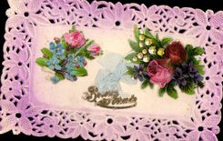 CPA Fantaisie Brodee Fleurs 